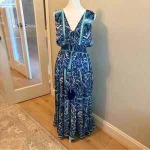 Vibrant Blue Maxi Dress with Tassel Detail